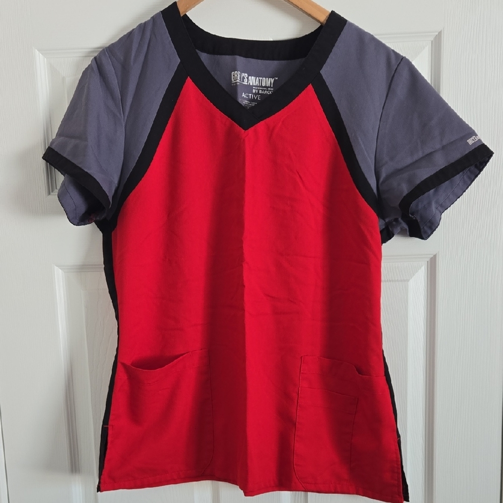 Grey's Anatomy Red and Gray Women's Top